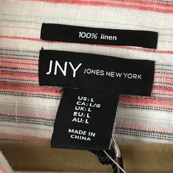 Jones New York NWT Pink & Gray Striped Blouse Sz Large - Picture 3 of 4